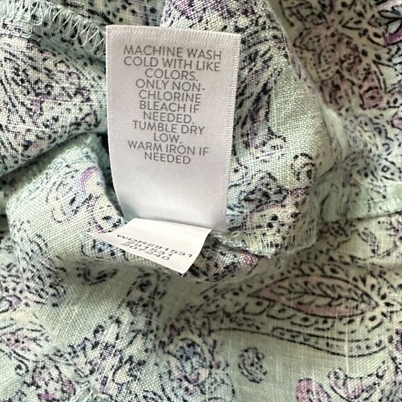 J. Jill Love Linen Blue and Purple Floral Paisley Short Sleeve Shift Dress M - Picture 8 of 9